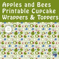 Green Apples and Bees Cupcake Wrappers + Toppers