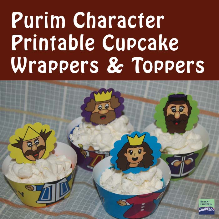 Purim Character Cupcake Wrappers + Toppers - Click Image to Close