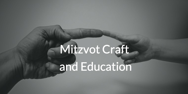 Adult and child hands touching index fingers as backdrop for mitzvot craft and education