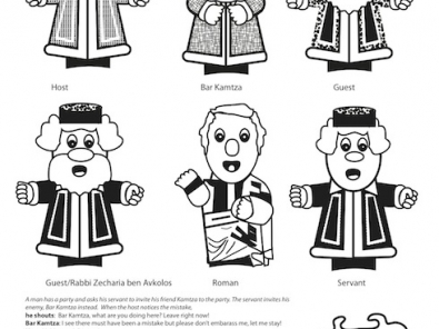 Kamtza and Bar Kamtza or Kamsa and Bar Kamsa puppet template via birkat chaverim