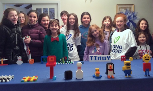 Attendees with Bat Mitzvah at the Lego Museum charity fundraiser for a bat mitzvah project.